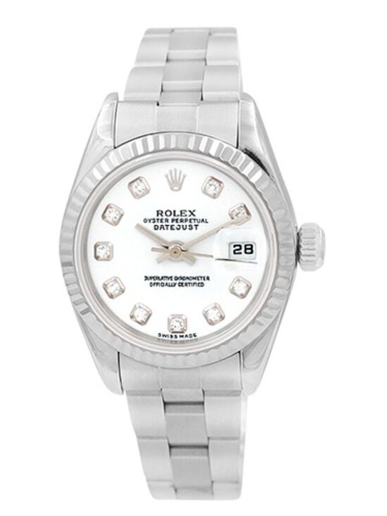 Rolex 26mm Lady-Datejust Stainless Steel Watch 79174 White Diamond Dial 2002